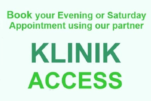 Book an evening or saturday appointment using Klinik